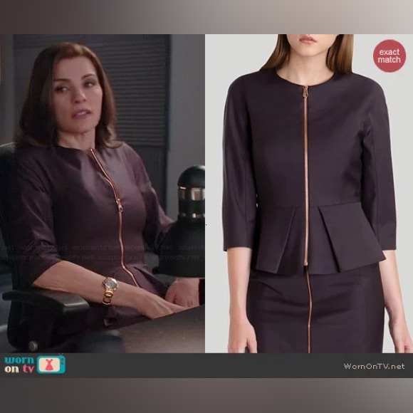 Ted Baker Size 1 (US 4) Working Title Eben Peplum Zip-Front Blazer - Plum - Picture 2 of 9